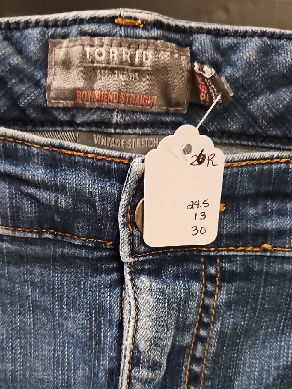 torrid Dark Blue Skinny Jeans with Faded Detail - Picture 2 of 4